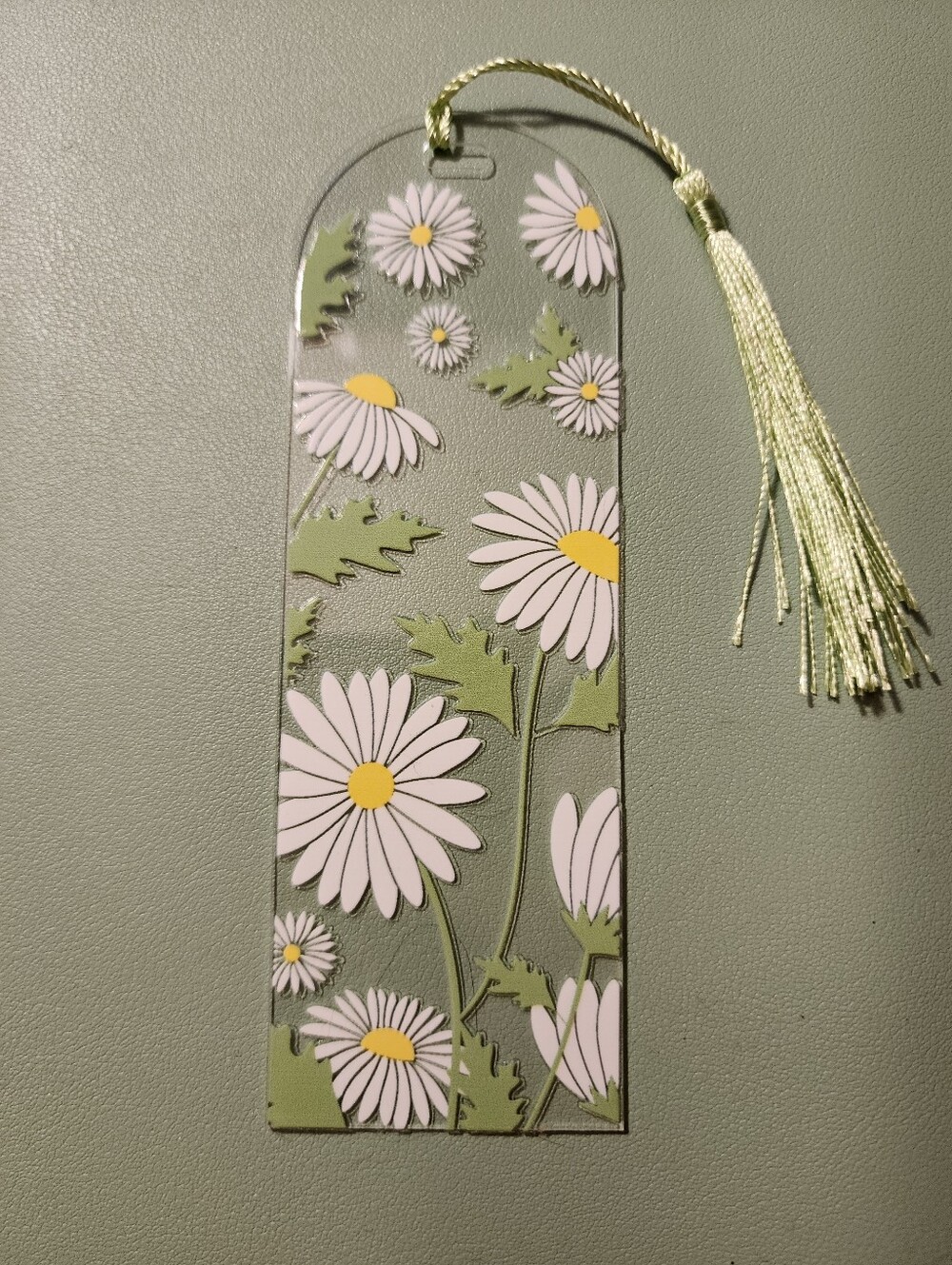 Floral Daisy Acrylic Bookmark in White and Yellow